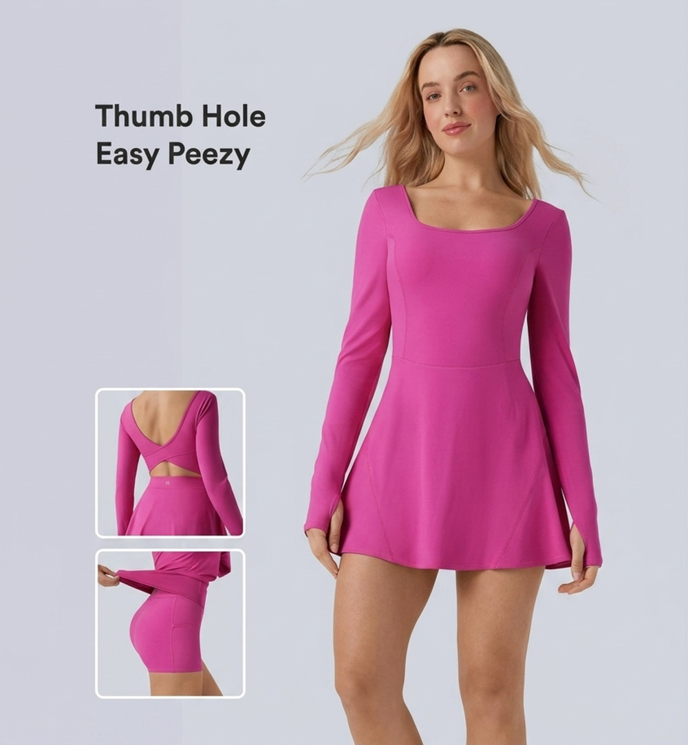 Halara SoftlyZero Dance Active Mini Dress Largeโ 2-in-1 Easy Peezy NWT Pockets